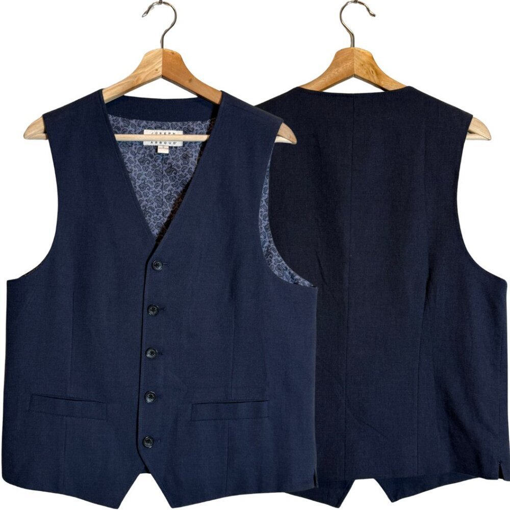 Joseph Abboud Plaid Vest Mens Small Blue Preppy Designer Business Casual Buttons